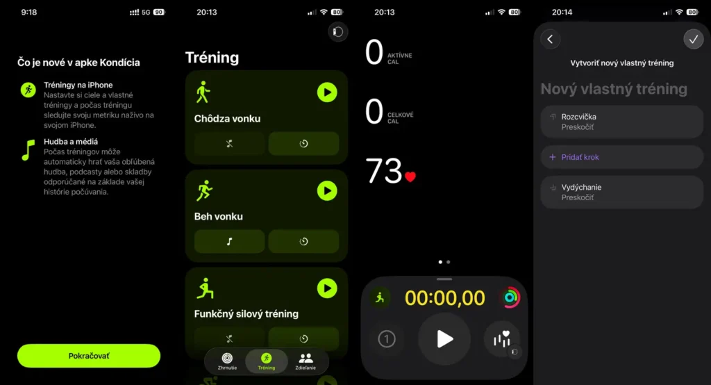 iOS 26: Nová obrazovka Tréning v aplikácii Kondícia