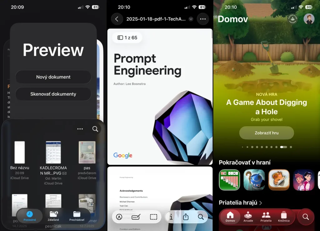iOS 26: Aplikácie Preview a Hry