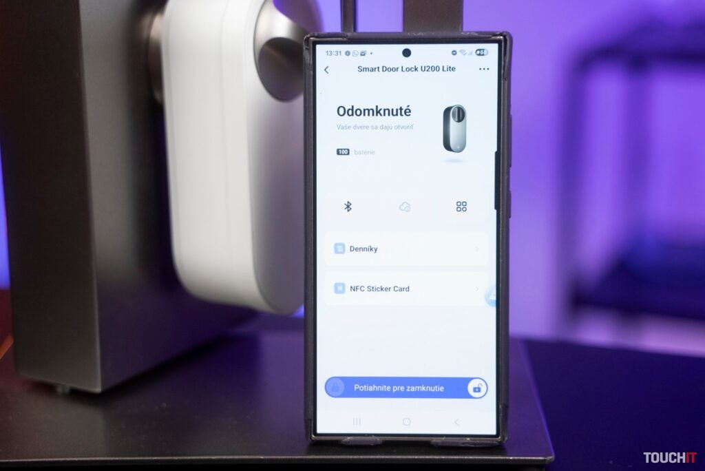 Otvorenie pomocou aplikácie, zobrazenie kapacity batéria a denník otvorení dverí