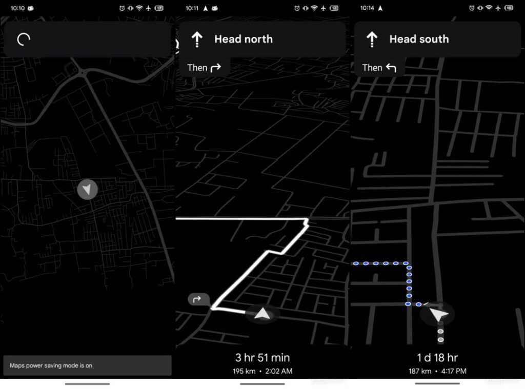 Snímky obrazovky z aplikácie Google Mapy