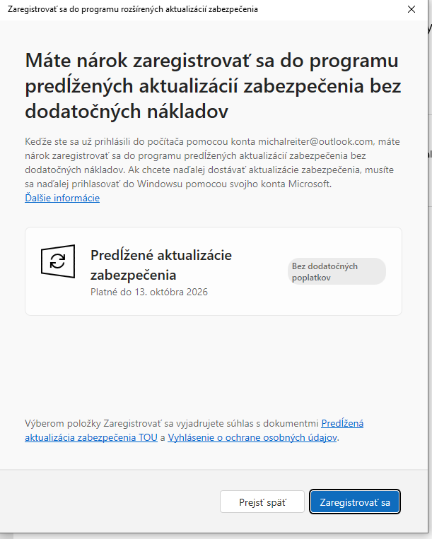 Windows 10 registracia podpora