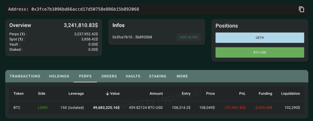 btc whale deposit hl