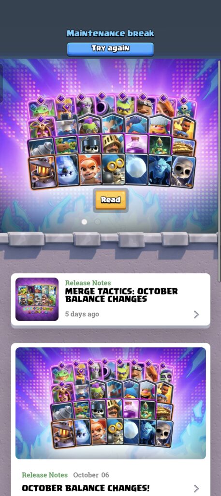 clash royale maintenance