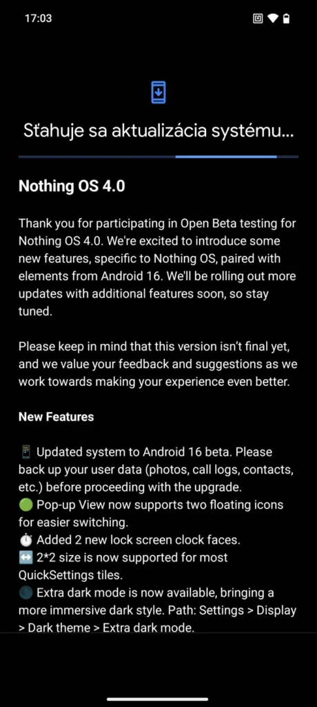 Nothing OS 4.0 beta pre Phone (2a)