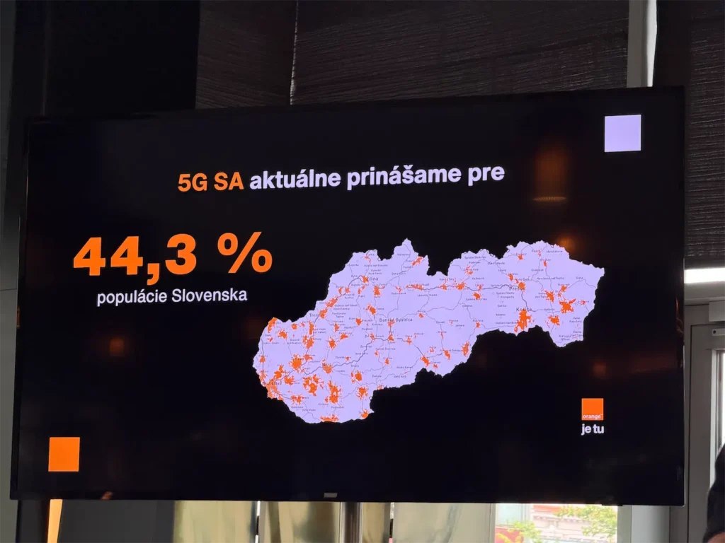Pokrytie Orange 5G SA siete k dátumu 9. október 2025