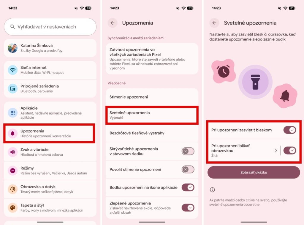 Snímky obrazovky z Android telefónu