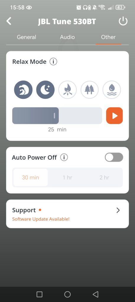 JBL TUNE 530BT aplikacia