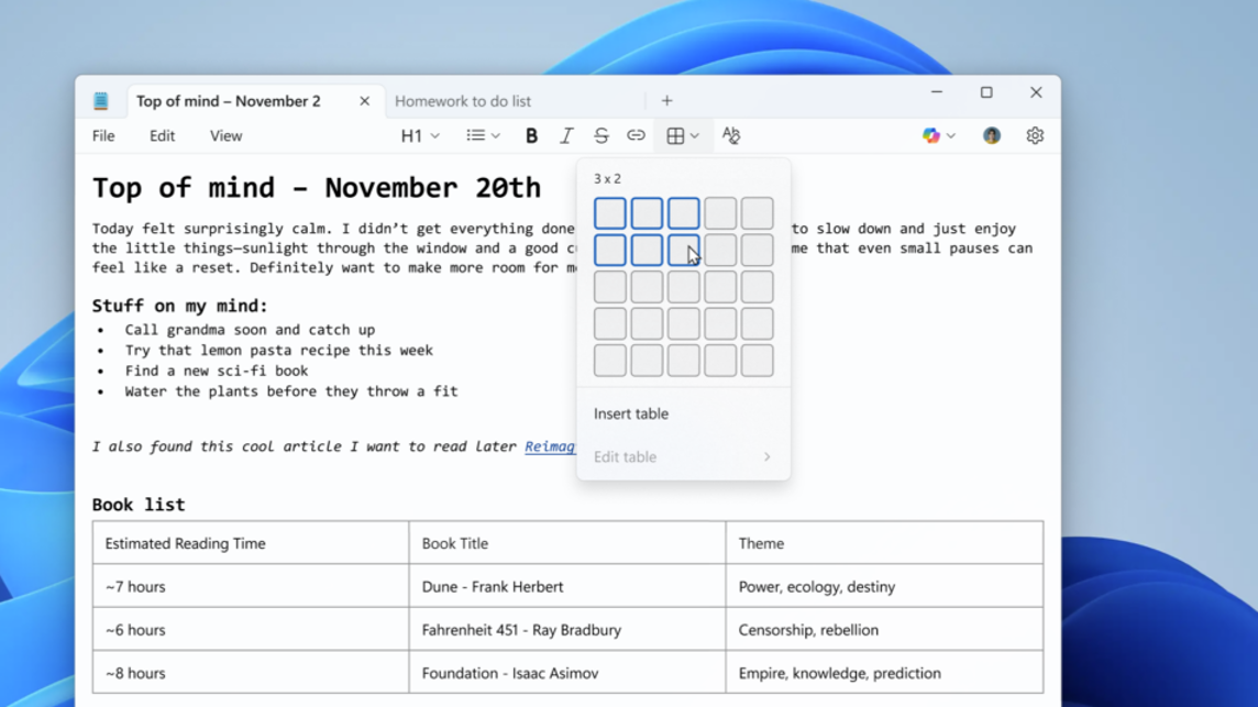 Poznámkový blok vo Windows 11 dostáva 2 nové funkcie