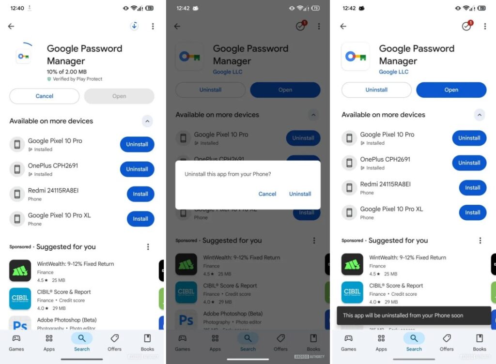 Snímky obrazovky v aplikácii Obchod Play