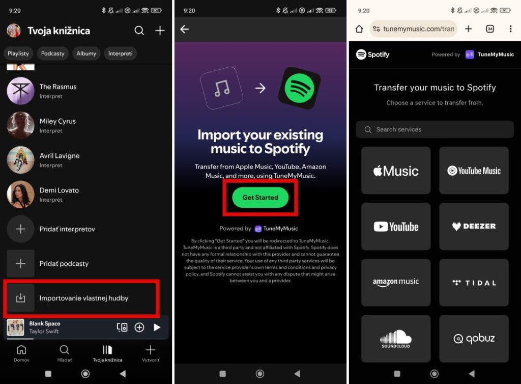 Prenos playlistov do služby Spotify
