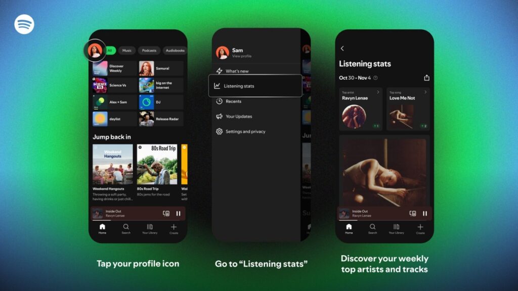 Spotify prináša týždenné štatistiky počúvania