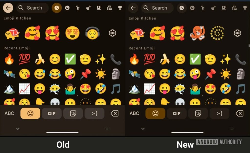 Staré vs. nové zobrazenie klávesnice Gboard