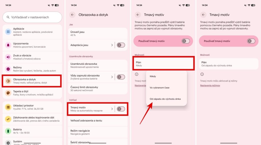Snímky obrazovky z Android smartfónu
