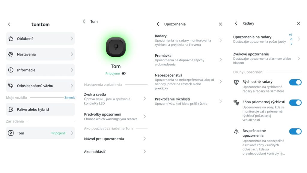 Nastavenie Tom by TomTom v mobilnej aplikácii