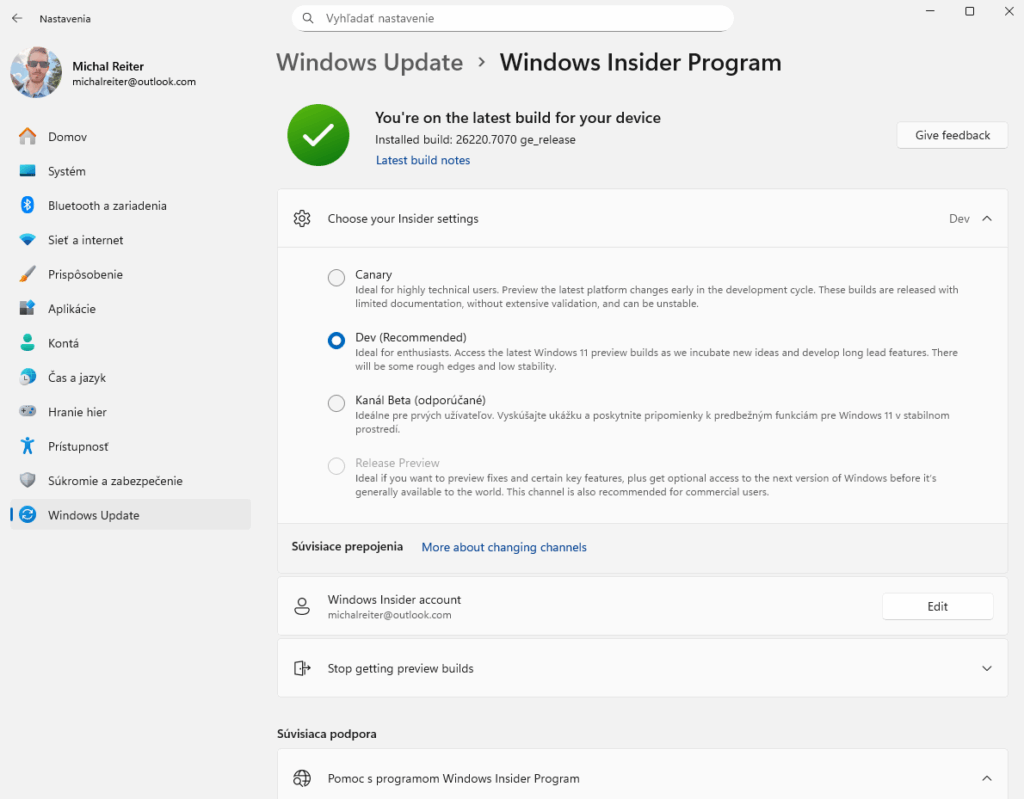 Windows Insider Program aktivacia