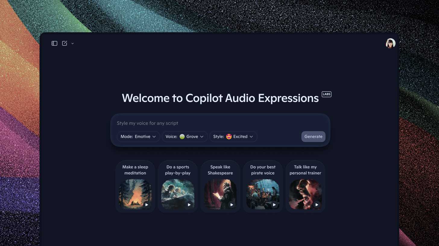 Copilot Audio Expressions: Z textu vytvorí najlepšie znejúcu nahrávku