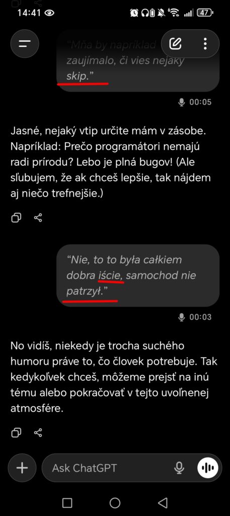 chatgpt hlasovy prepis