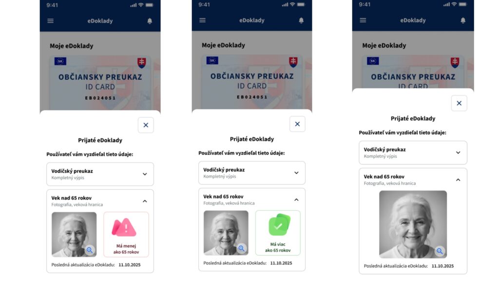 Overenie veku z predloženého dokladu