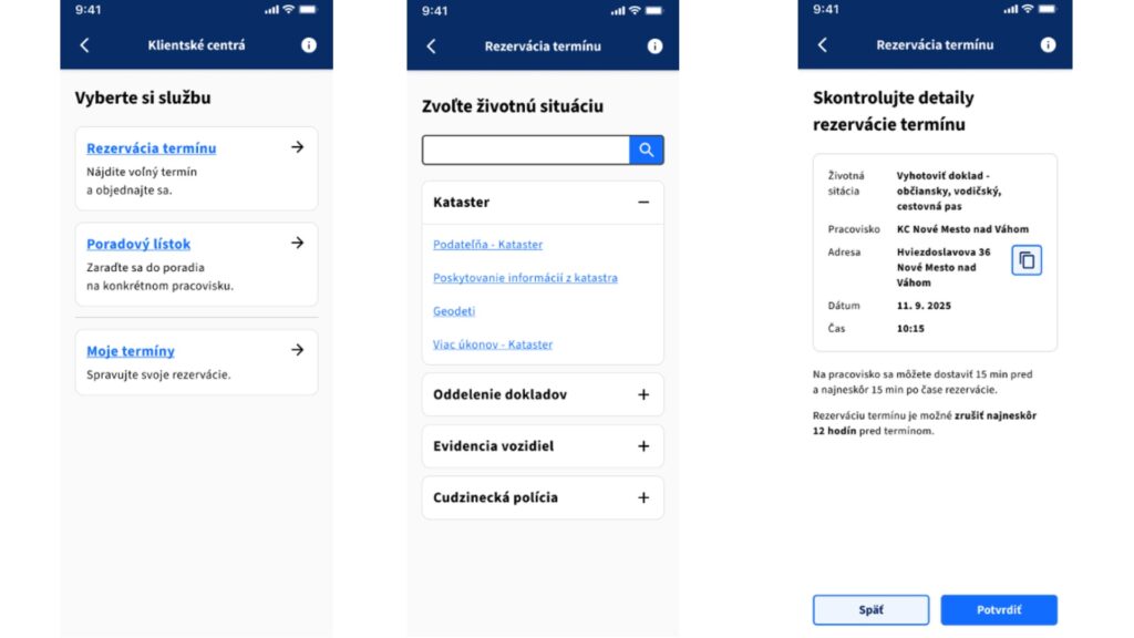 Rezervácia termínu cez aplikáciu eDOKLADY