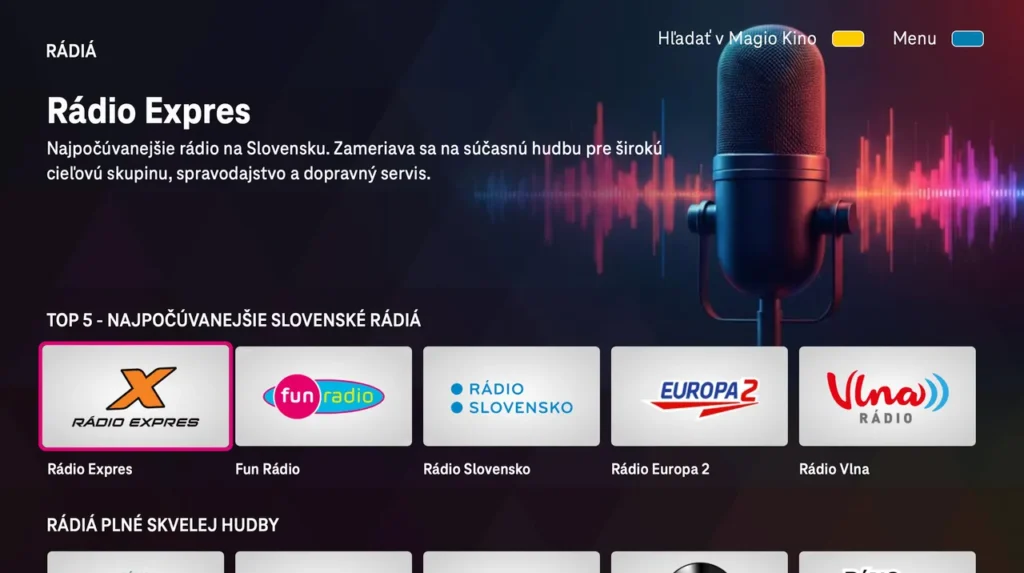 Magio TV cez internet od Telekomu umožňuje odteraz počúvať rádiá