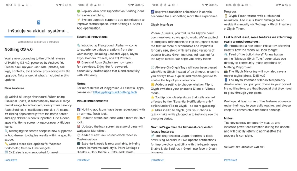 Aktualizácia na Nothing OS 4.0 pre Nothing Phone (3)