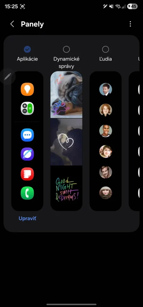 Samsung One UI s bočnými panelmi