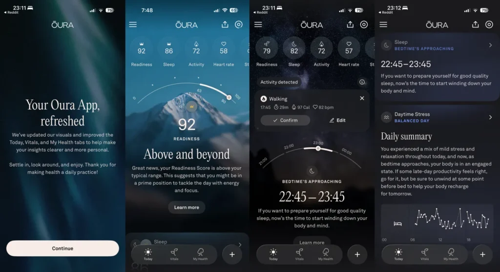 Vynovená aplikácia Oura: Obrazovka Dnes umožňuje rýchly prístup k najdôležitejším informáciám počas celého dňa