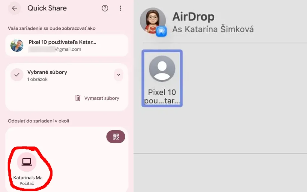 Posielanie súborov medzi Androidom a Apple zariadeniami cez Quick Share a AirDrop