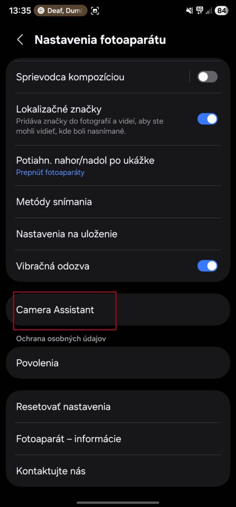 Camera Assistant vo Fotoaparáte pre Galaxy smartfóny