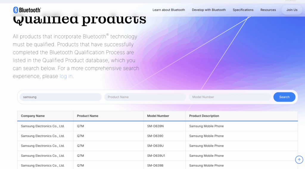 Bluetooth certifikácia Galaxy TriFold