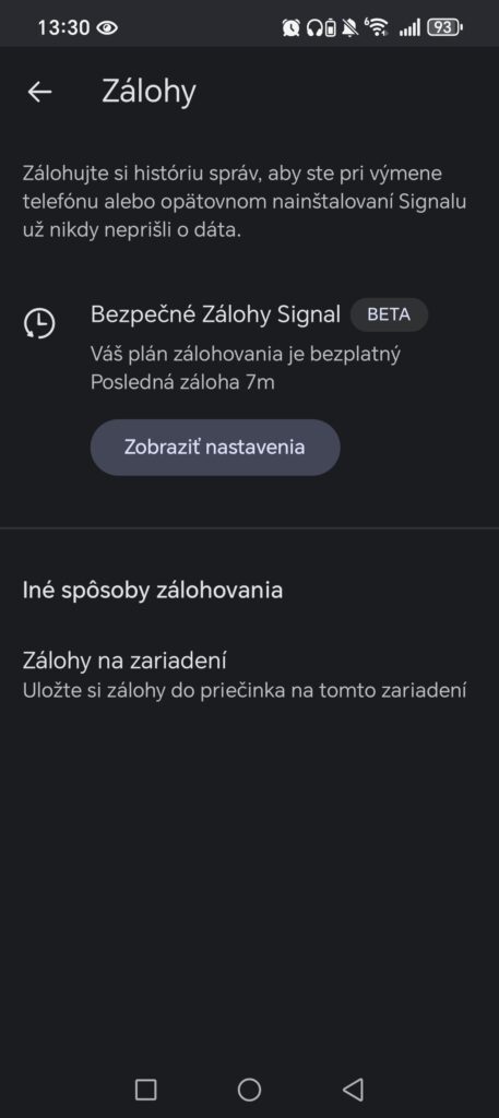 signal bezpecne zalohy