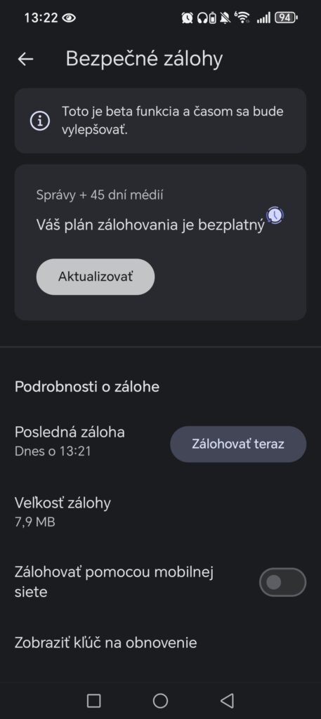 signal bezpecne zalohy