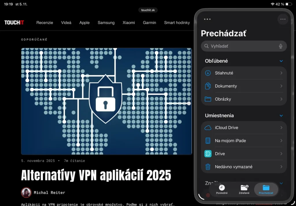 Používanie dvoch aplikácií na iPade so zapnutou funkciou Slide Over