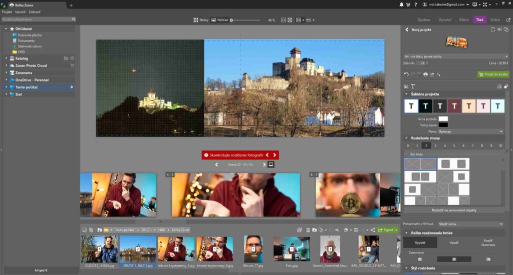 Zoner Studio Fotokniha rezim