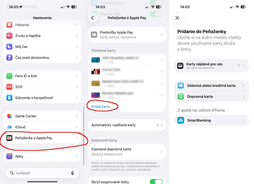 Pridanie platobnej karty do Apple Peňaženky