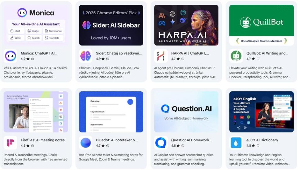 chrome ai doplnky