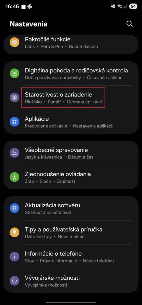 Diagnostika v Galaxy smartfónoch