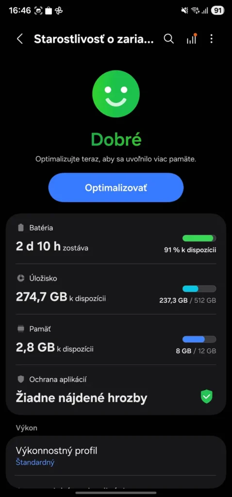 Diagnostika v Galaxy smartfónoch