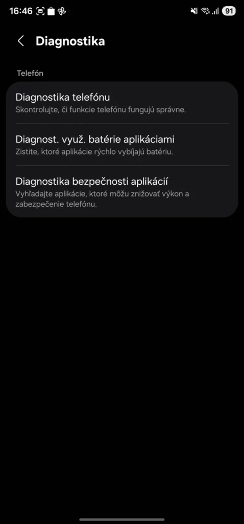 Diagnostika v Galaxy smartfónoch