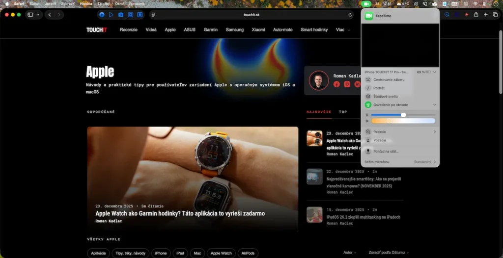 Zapnutie a nastavenie funkcie Osvetlenie po obvode