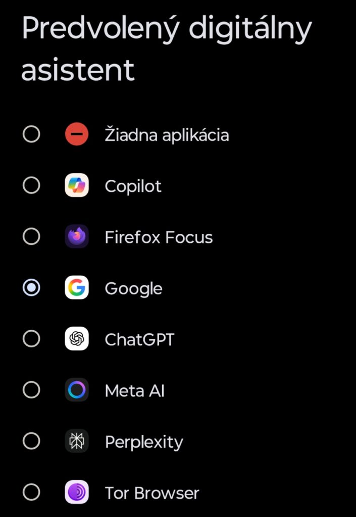 Androd nastavenia AI