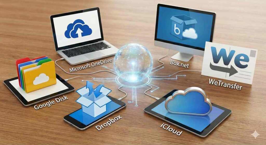 zdielanie suborov loga znaciek na stole