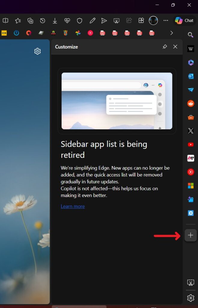 Microsoft edge canary removing function
