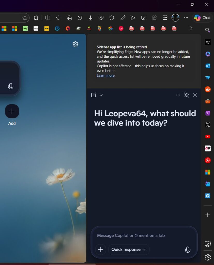 Microsoft edge canary removing function