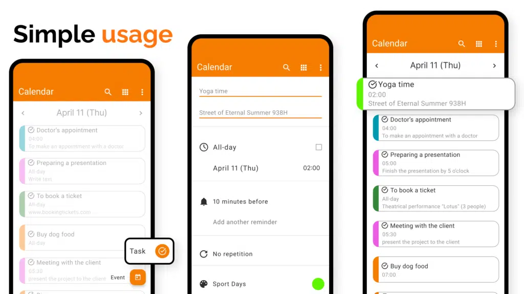 kalendáre pre Android Simple Calendar