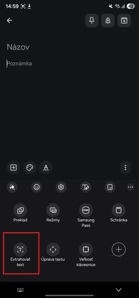 Vkladanie textu v Galaxy smartfónoch pri písaní