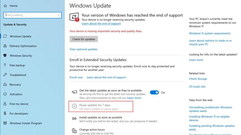 Windows-10-PC neumoznuje pozastavit upgrade na Windows 11