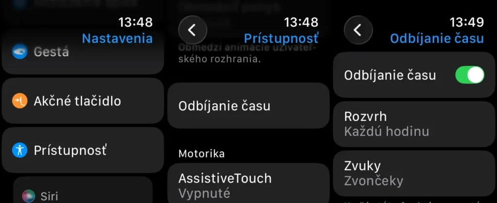 Nastavenie funkcie Odbíjanie času na Apple Watch