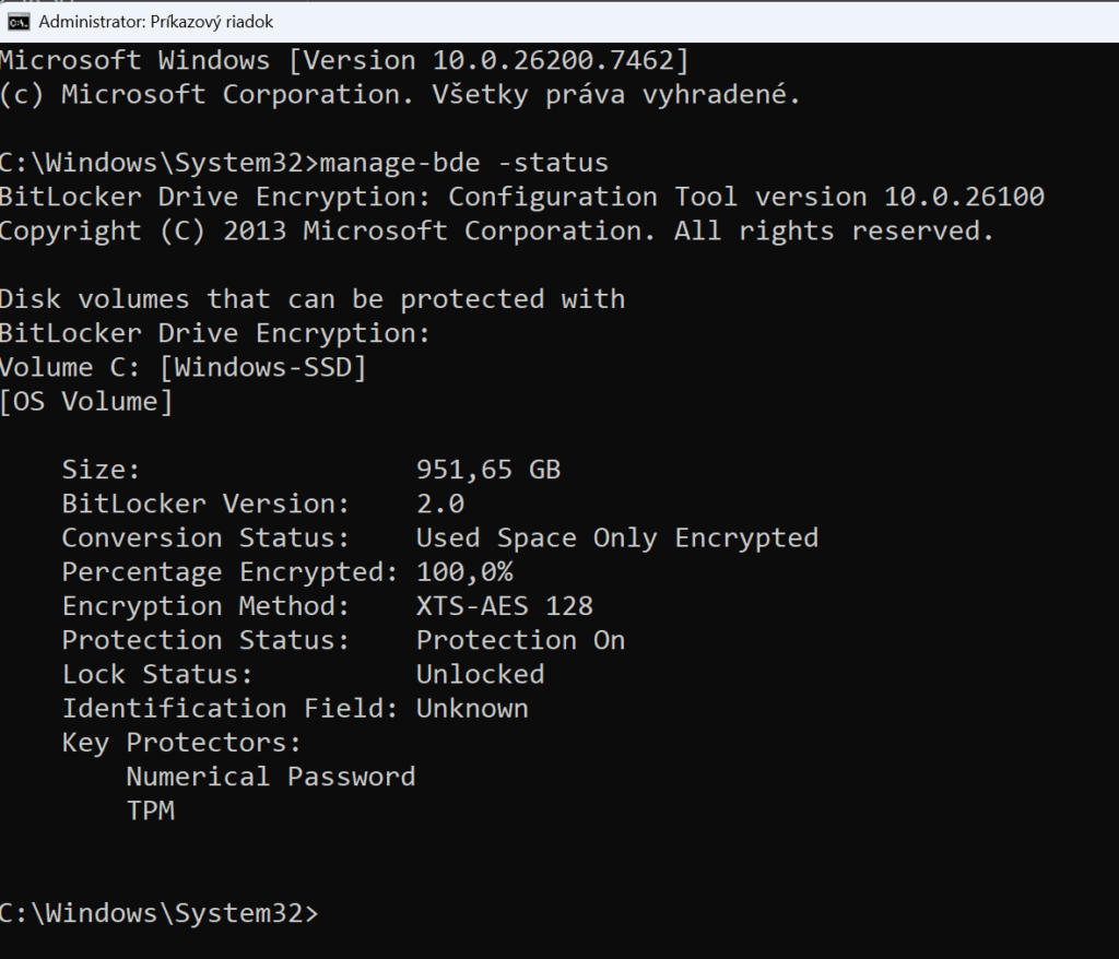 cmd bitlocker status