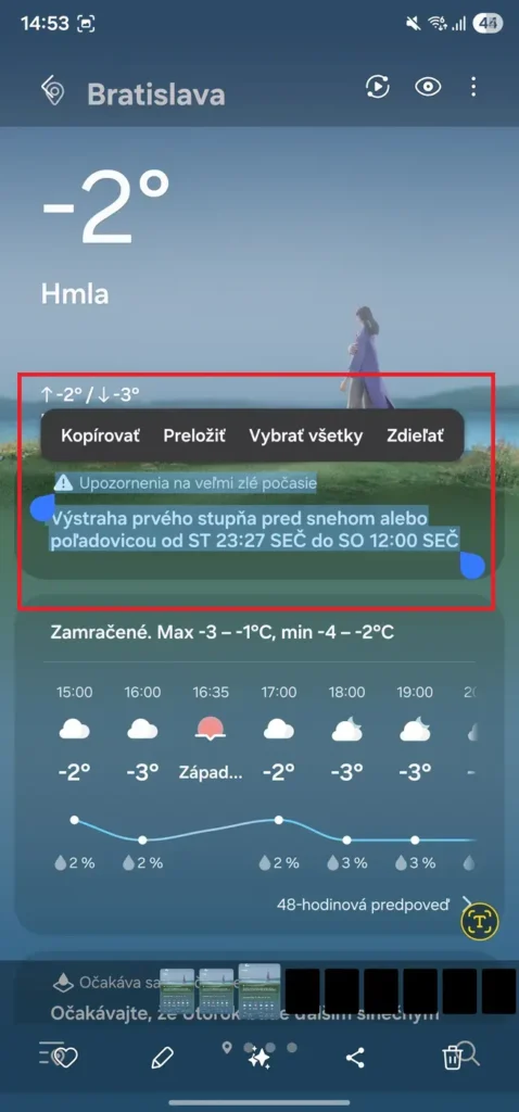 Kopírovanie textu z uloženej fotografie v Galaxy smartfónoch